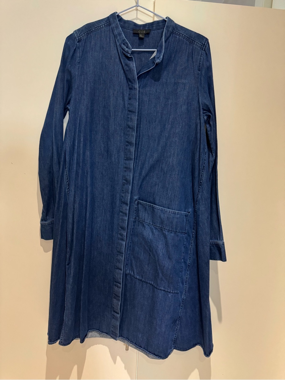 COS Long-Sleeve Denim Shirt Dress in Dark Blue
